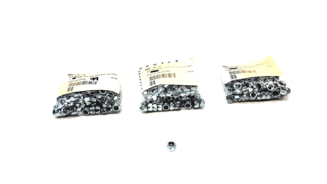 Unbranded DIN 985 M5 NYL INS Lock Nut CL8 Zinc 985-5-C [Lot of 299] NOS