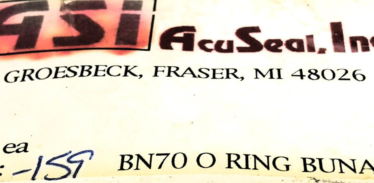 ASI 5"ID X 5-3/16"OD X 3/32"CS O-Ring 159 BN70 [Lot of 48] NOS