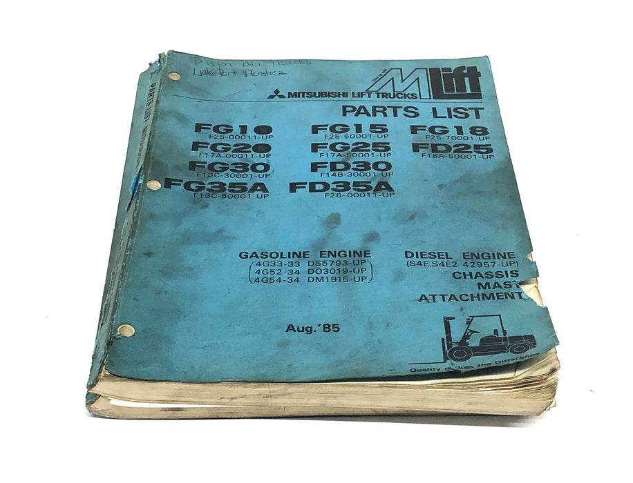 Mistubishi August 1985 MLift Parts List 98712-011C1 USED