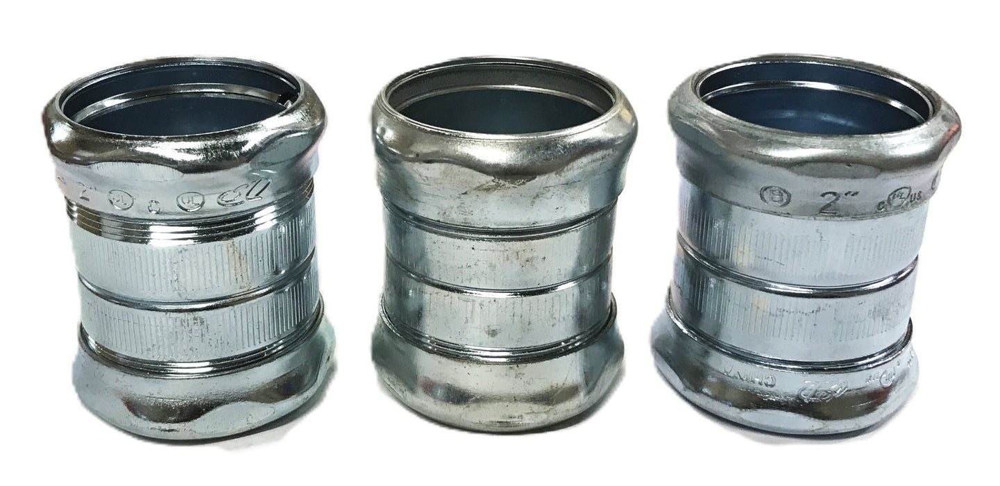 Unbranded 2 inch Steel Compression Fitting with 11/16 inch Thread [Lot of 3] NOS