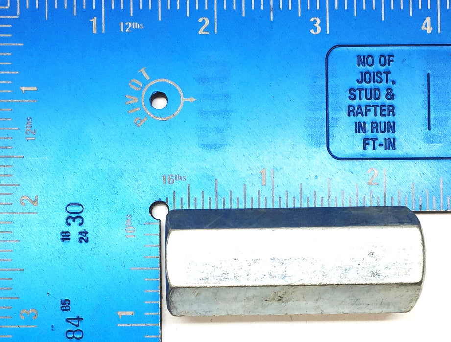 Unbranded 0.547"x 2.11"L x 0.80"OD SS Hex Threaded Coupling Nut [Lot of 13] NOS