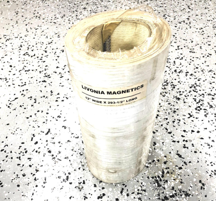 Livonia Magnetics 12" Wide x 293-1/2" Long White Urethane Conveyor Belt NOS