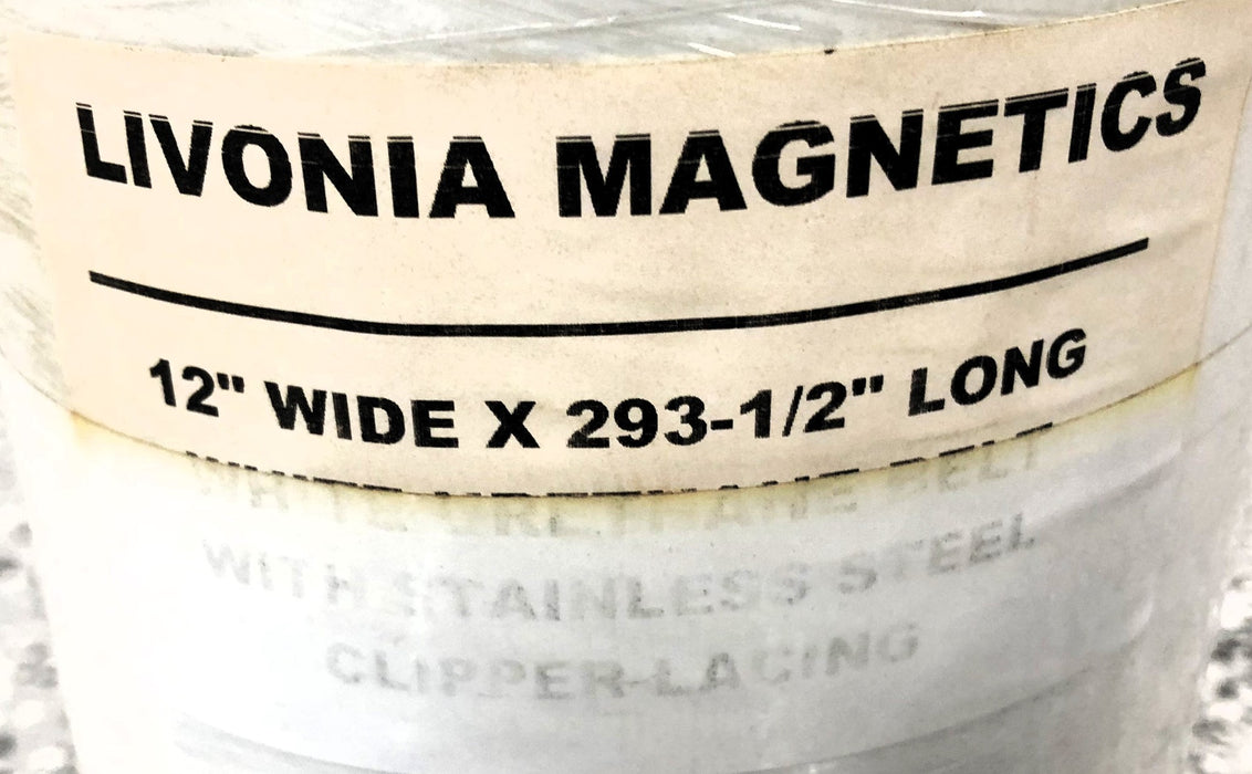 Livonia Magnetics 12" Wide x 293-1/2" Long White Urethane Conveyor Belt NOS