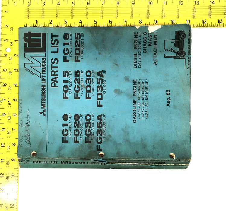 Mistubishi August 1985 MLift Parts List 98712-011C1 USED