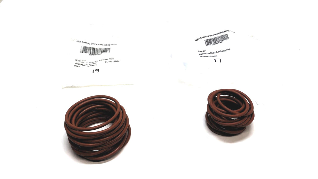 USA Sealing O-Ring 50/70 Shore A Silicone FDA Size 222/227 [Lot of 36] NOS