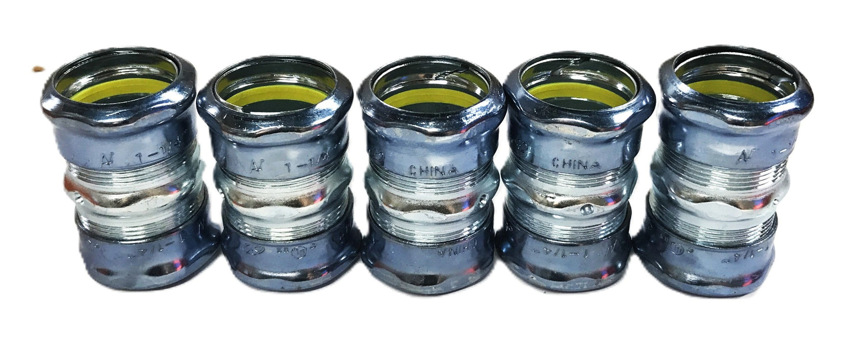 Unbranded 1-1/4 inch x 3 inch EMT Conduit Compression Fitting [Lot of 5] NOS