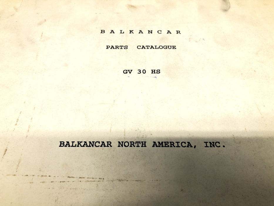 Balkancar Parts Catalogue GV 30 HS USED