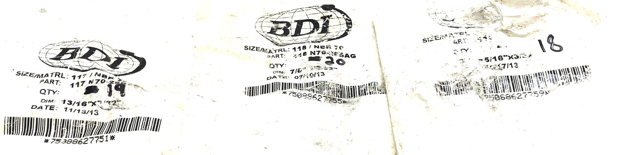BDI O-Ring 117 NBR 70/118 NBR 70/119 NBR 70 [Lot of 57] NOS
