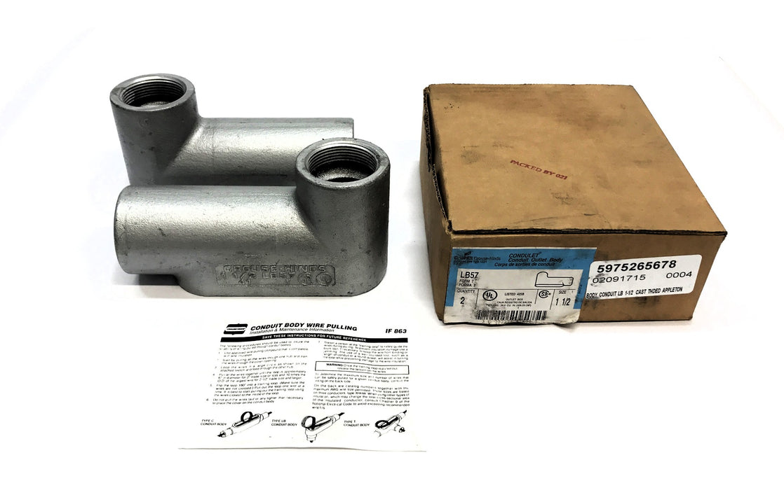 Crouse -Hands Box of (2) 1-1/2" Conduit Body (No Cover) LB57 NOS