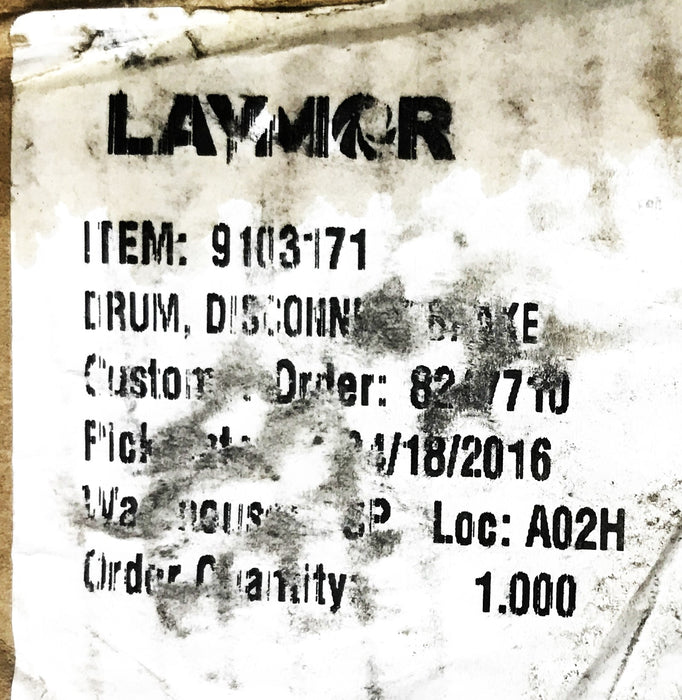 Laymor Disconnect Brake Drum for Sweepmaster3000 Sweeper 9103-171 NOS
