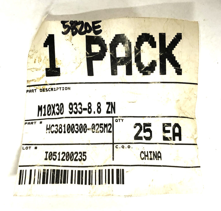 FAST 933-8.8 ZN Hex Head Cap Screws M10X30 (HC38100300-025M2) [Lot of 12] NOS