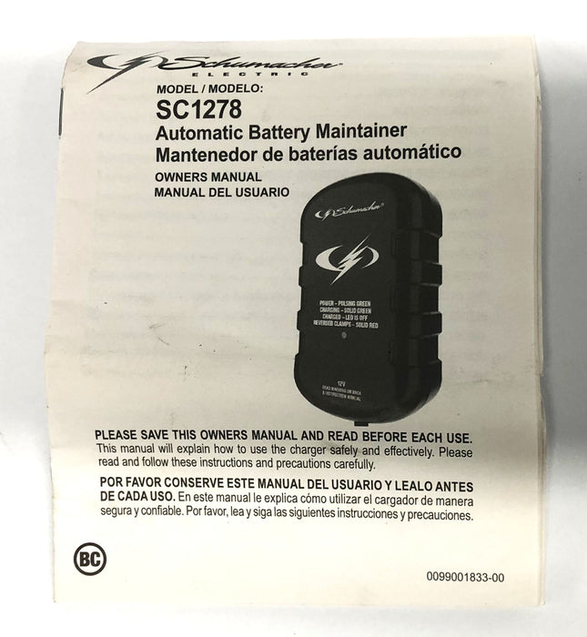 Schumacher 750mAh Wall Charger Battery Maintainer SC1278 NOS