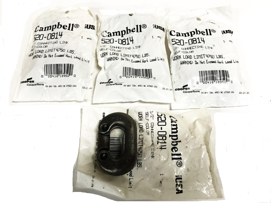 Campbell 1/2 inch Galvanized Split Chain Connecting Link 520-0814 [Lot of 4] NOS