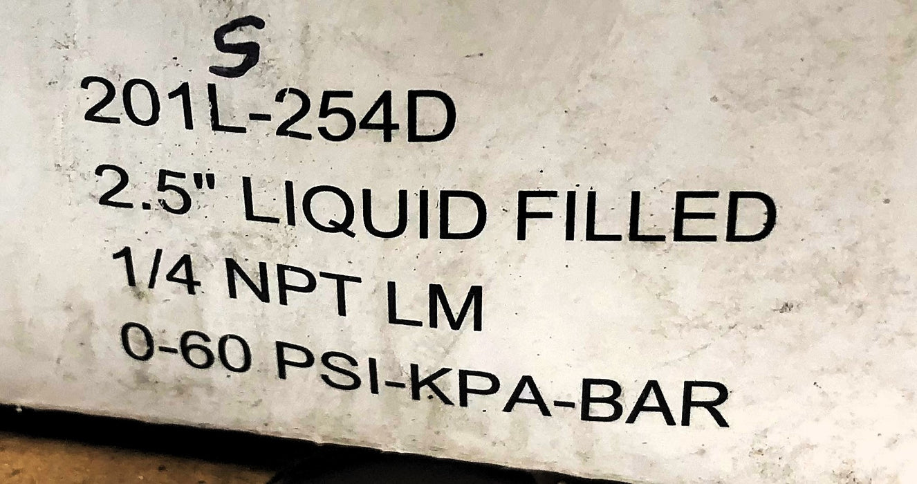 Unbranded 2.5" Liquid Filler 1/4 NPT LM Gauge 201LS-254D NOS