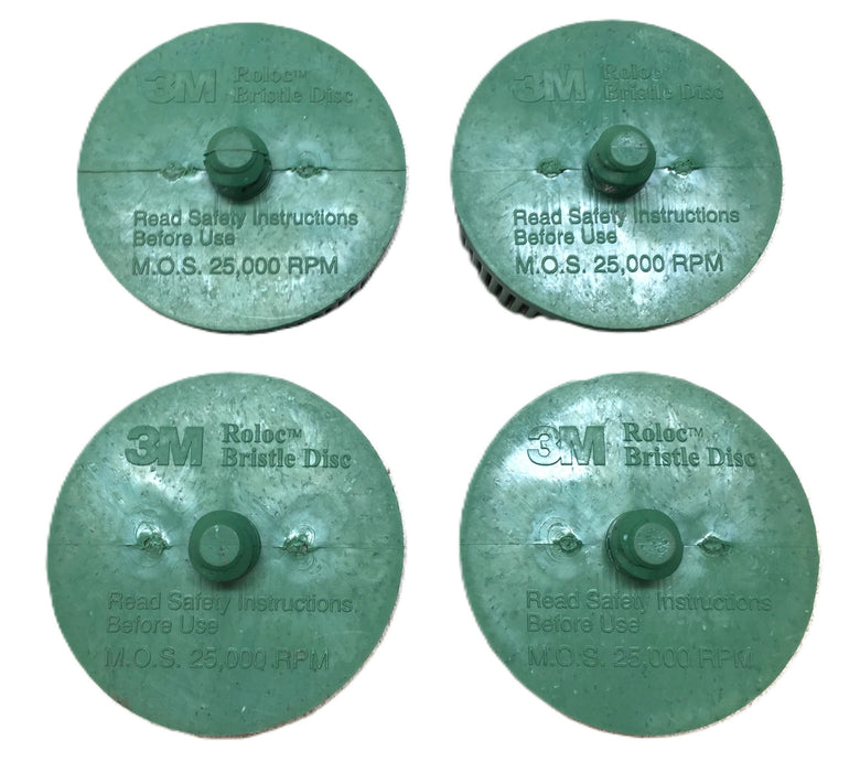 3M Scotch Brite Roloc Bristle Disc Green 2" Gasket Remover 07524 [Lot of 4] NOS