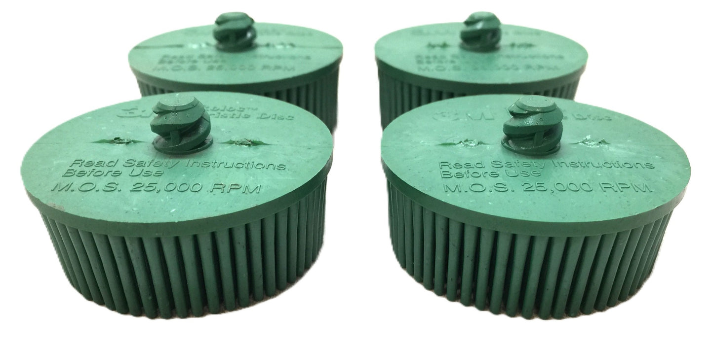 3M Scotch Brite Roloc Bristle Disc Green 2" Gasket Remover 07524 [Lot of 4] NOS