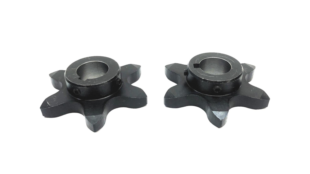 Unbranded 6 Teeth Nominal 1" Bore 1/4" KW Roller Chain Sprocket [Lot of 2] NOS