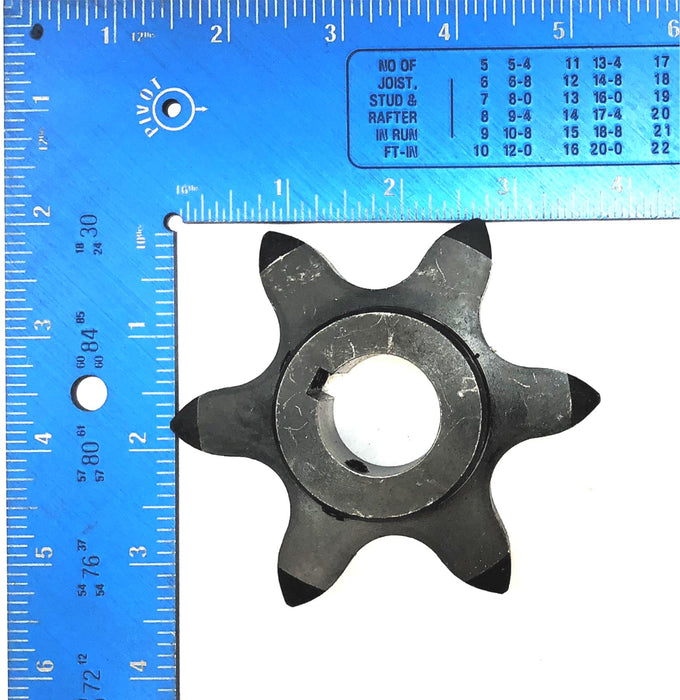 Unbranded 6 Teeth Nominal 1" Bore 1/4" KW Roller Chain Sprocket [Lot of 2] NOS