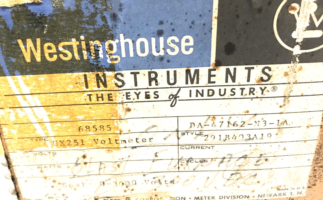 Westinghouse 0-300 D-C Voltmeter UX251 NOS