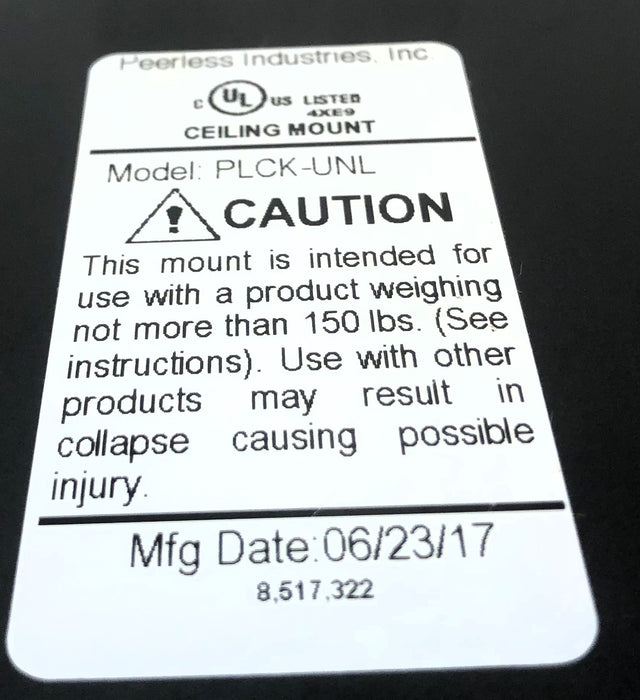 Peerless Ceiling Mount Plate ONLY PLCK-UNL NOS