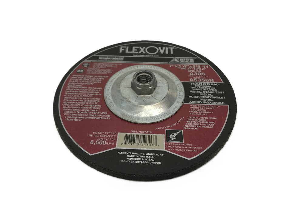 Flexovit Box of (10) 7 x 1/4 x5/8-11" Grinding Wheel A5356H NOS
