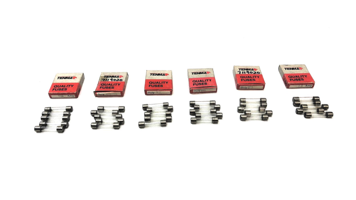 Tenma 0.5 AMP 250 V Glass Fuse 28-288 [Lot of 30] NOS