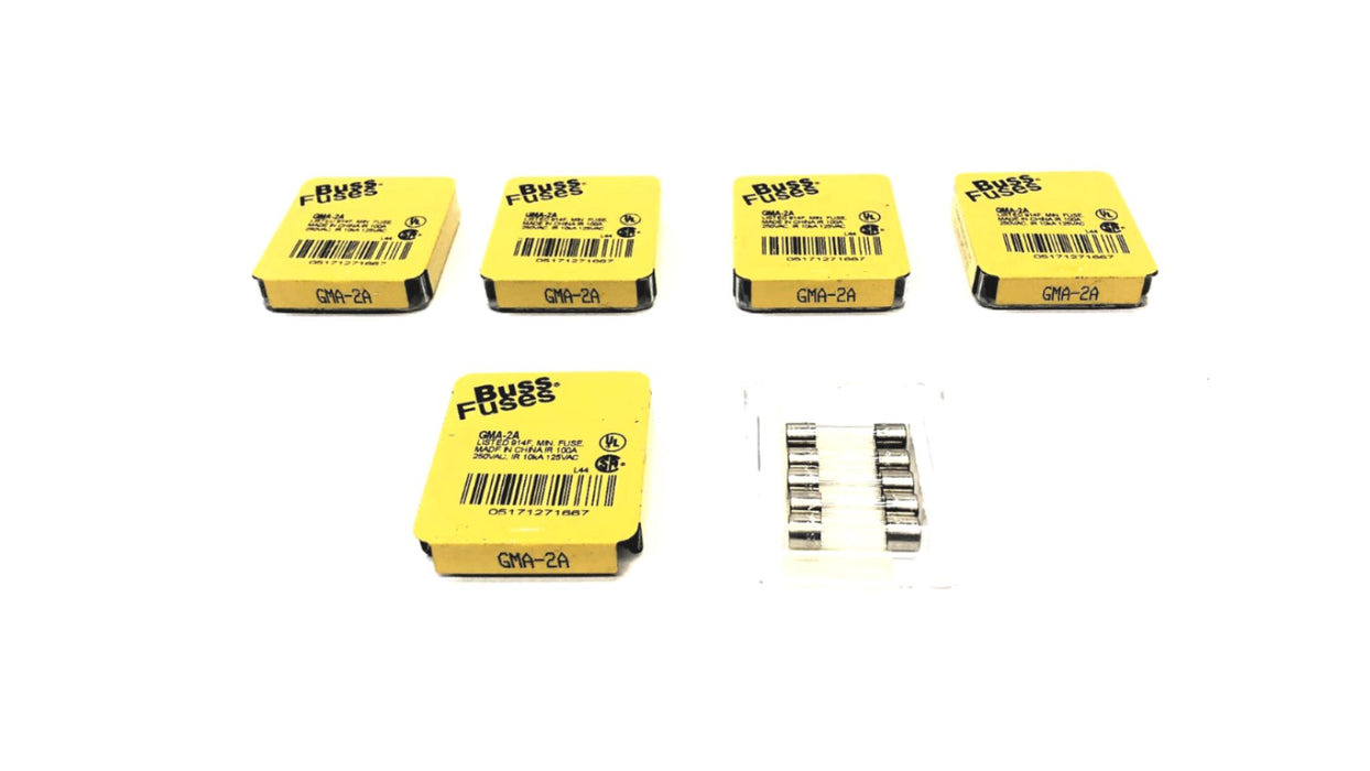 Bussmann 2A 250V Glass Fuse GMA-2A [Lot of 25] NOS