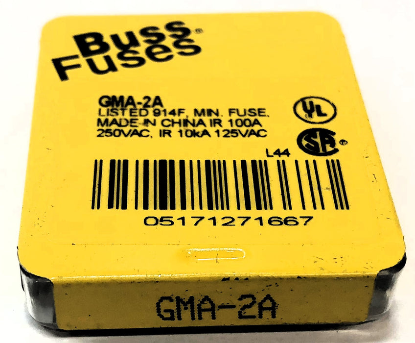 Bussmann 2A 250V Glass Fuse GMA-2A [Lot of 25] NOS