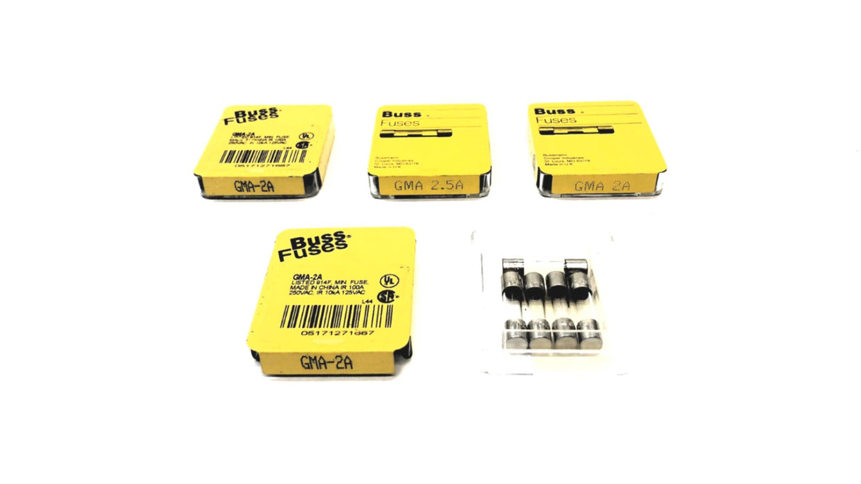 Bussmann 2A 250V Glass Fuse GMA-2A [Lot of 20] NOS