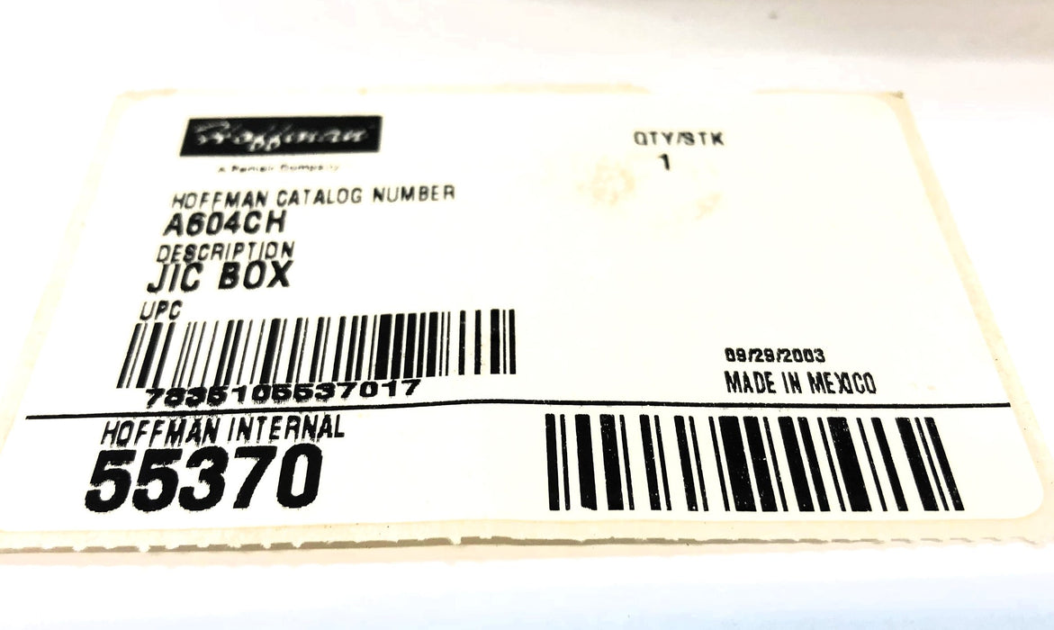 Hoffman Junction Box A604CH NOS