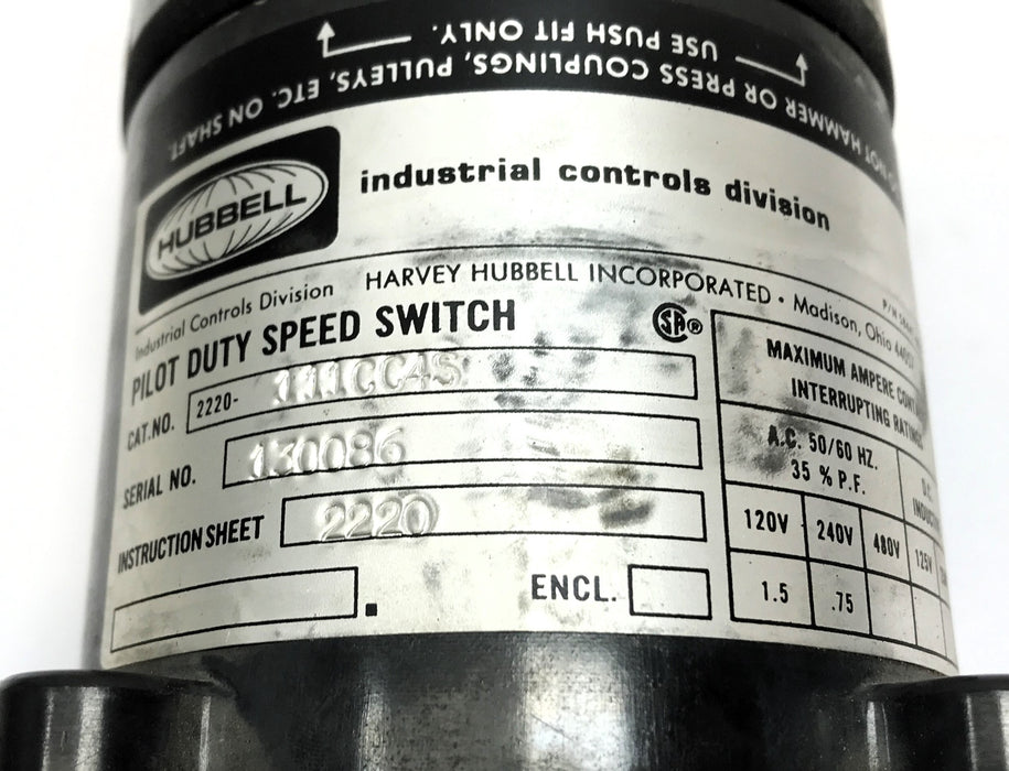 Hubbell Pilot Duty Speed Switch 2220-111CC4S USED