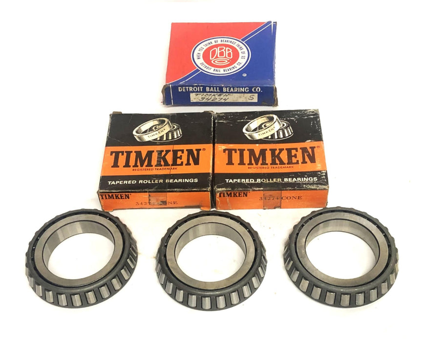 Timken Tapered Roller Bearing Cone 34274 [Lot of 3] NOS