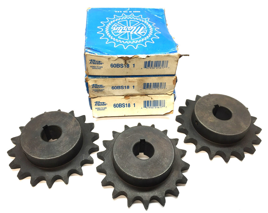 Martin Roller Chain Sprocket with 1" Bore 60BS18 [Lot of 3] NOS
