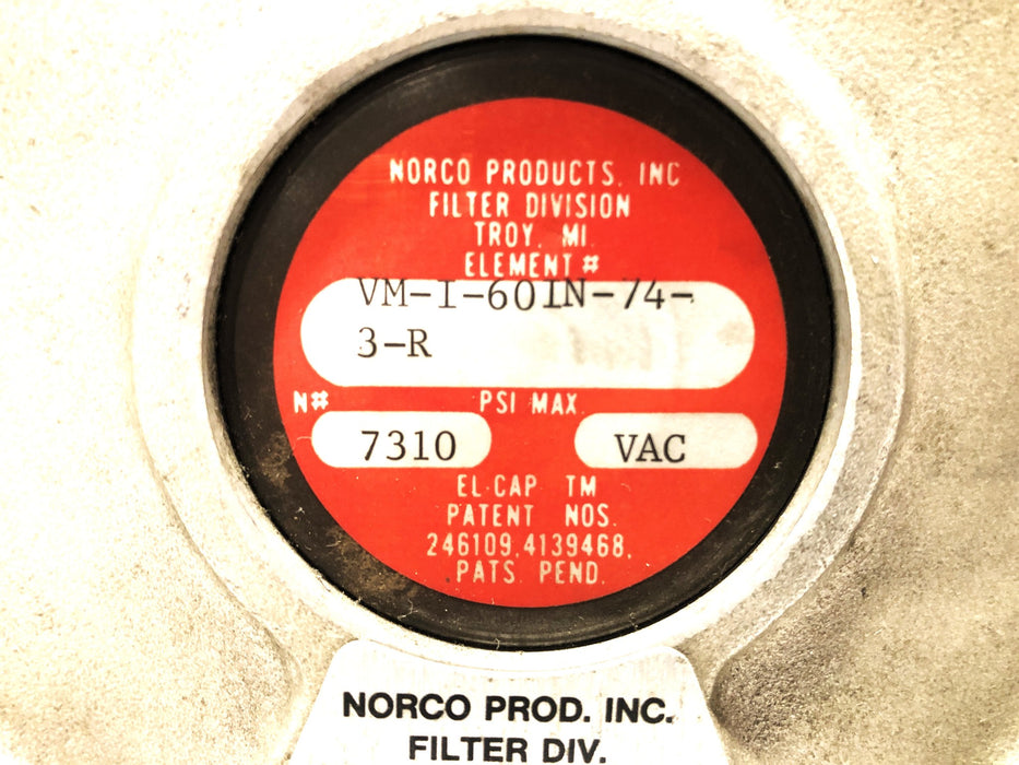 Norco Metal Filter Element VAC 60IN-74-3-R VM-I-60IN-74-3-R (7310) NOS