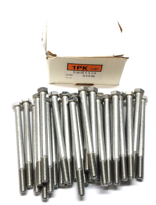 THE 5/16"-18 X 4-1/4" Hex Grade 18-8SS Bolt Screw S30400 [Lot of 30] NOS