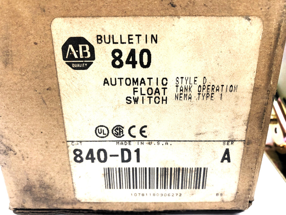 Allen-Bradley Automatic Float Switch (Missing 1 Plastic Plug) 840-D1 NOS
