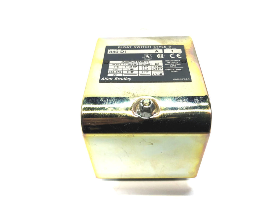 Allen-Bradley Automatic Float Switch (Missing 1 Plastic Plug) 840-D1 NOS