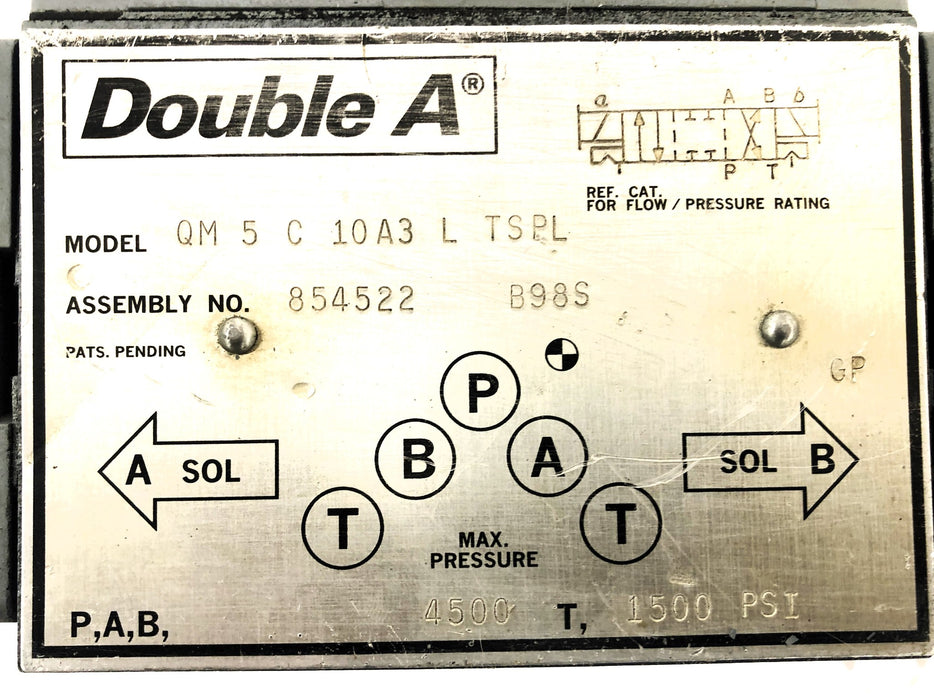 Double A Hydraulic Valve QM-5-C-10A3-L-TSPL REFURBISHED