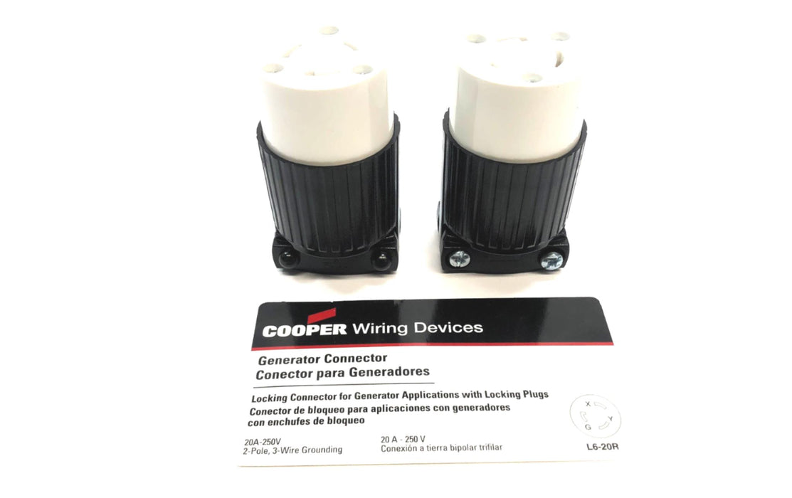 Cooper Wiring Devices Generator Connector L6-20R [Lot of 2] NOS