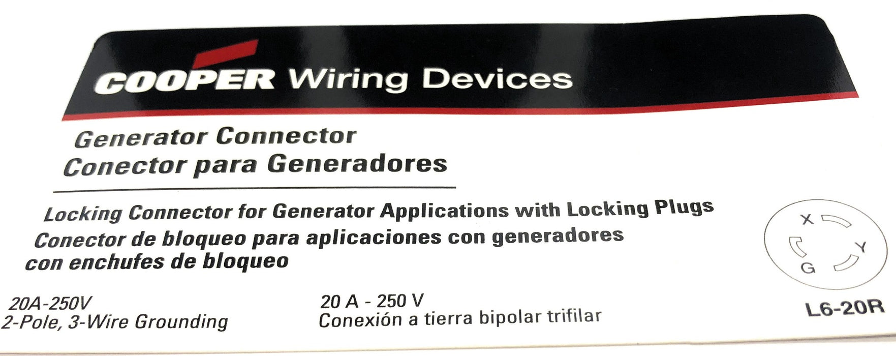 Cooper Wiring Devices Generator Connector L6-20R [Lot of 3] NOS