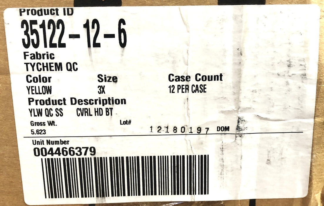 DuPont 12 Case 3X Tyvek ProShield Tychem Yellow Hooded Coverall 35122-12-6 NOS