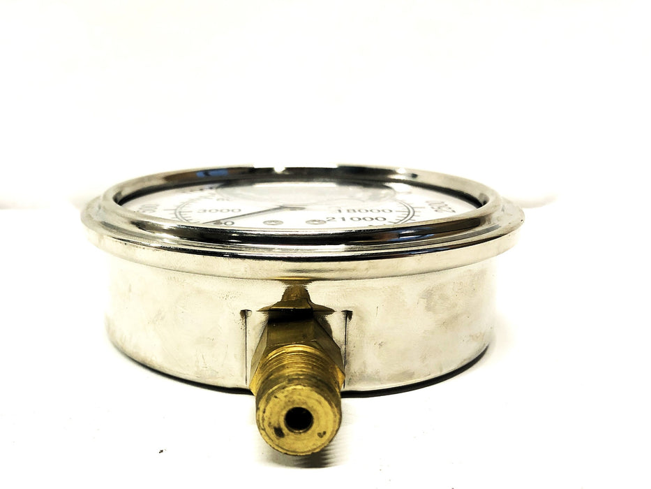 Marsh Pressure Gauge 0-3000 PSI 0-21000 KPA 4-in Dia 1/2 inch Thread 3000PSI NOS
