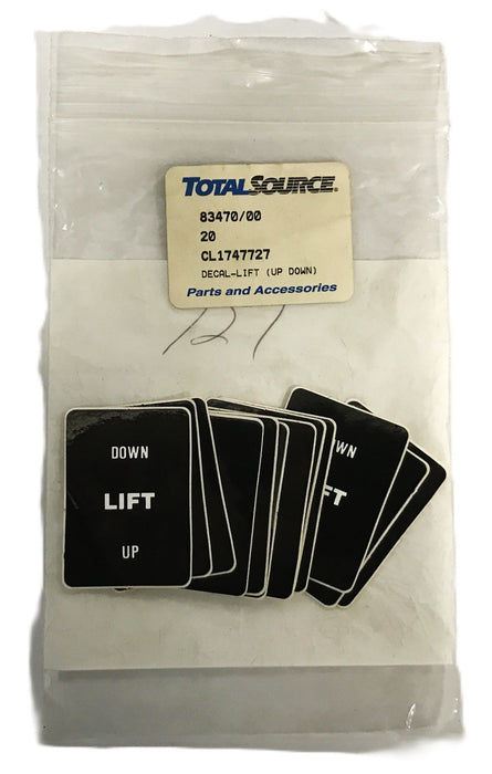 Total Source Forklift Clark Lift Decal (Down-LIFT-Up) CL1747727 [Lot of 12] NOS