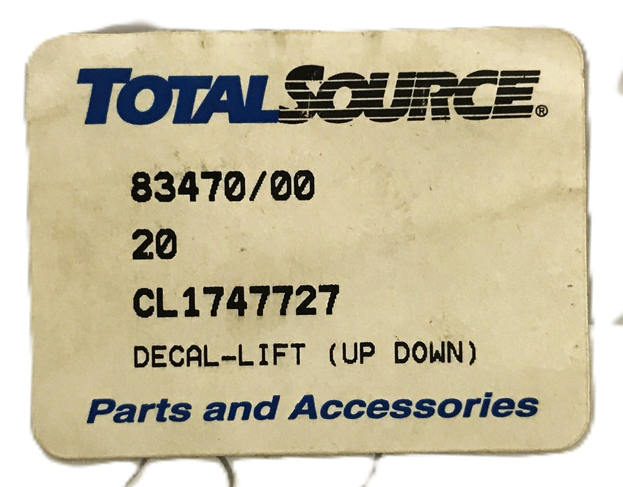 Total Source Forklift Clark Lift Decal (Down-LIFT-Up) CL1747727 [Lot of 12] NOS