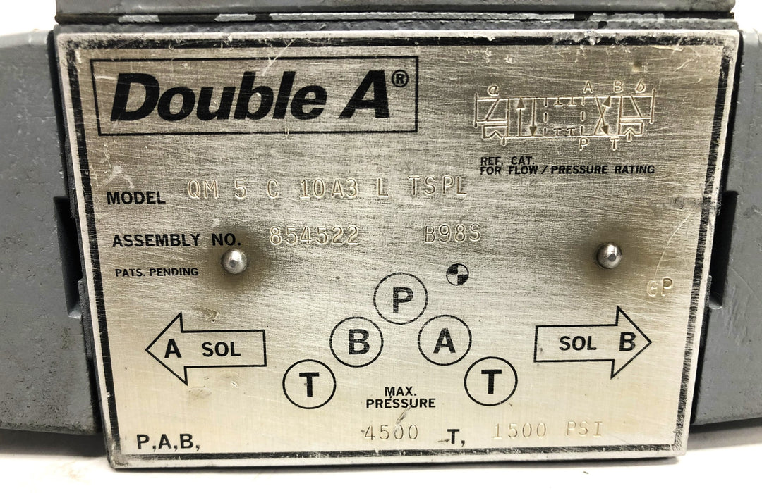 Double A 1500PSI Hydraulic Valve QM-5-C-10A3-L-TSPL REFURBISHED