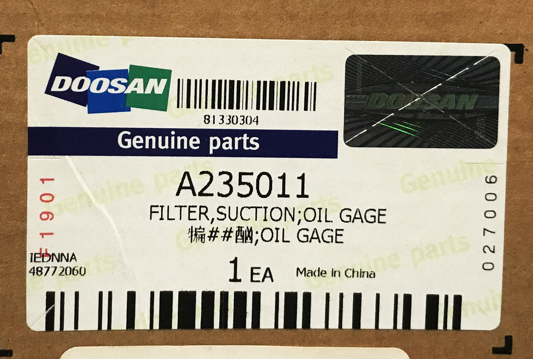 Doosan Oil Gage Suction Filter A235011 NOS