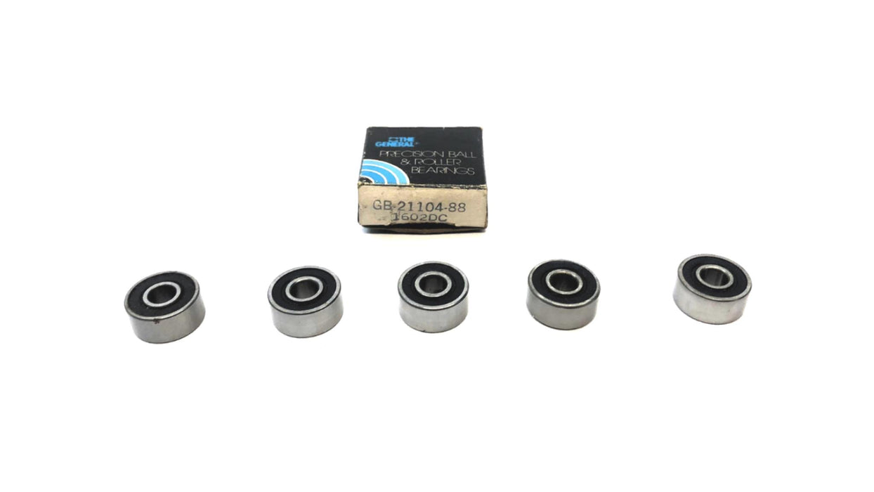 The General Rubber Sealed Ball Bearing GB-21104-88 1602DC [Lot of 5] NOS
