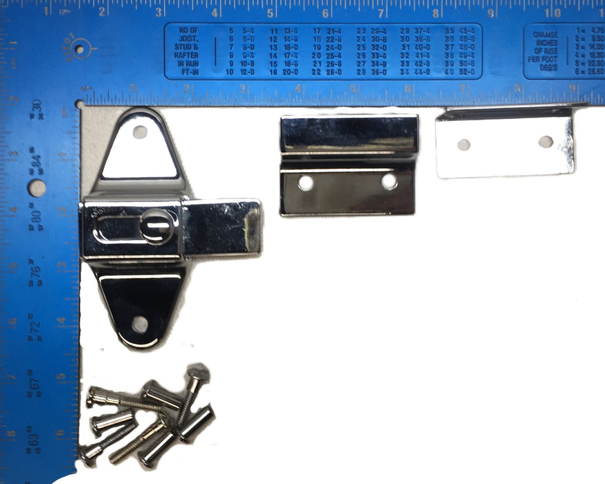 Unbranded Chrome Plated Slide Latch and Keeper Set 50560 [Lot of 2] NOS
