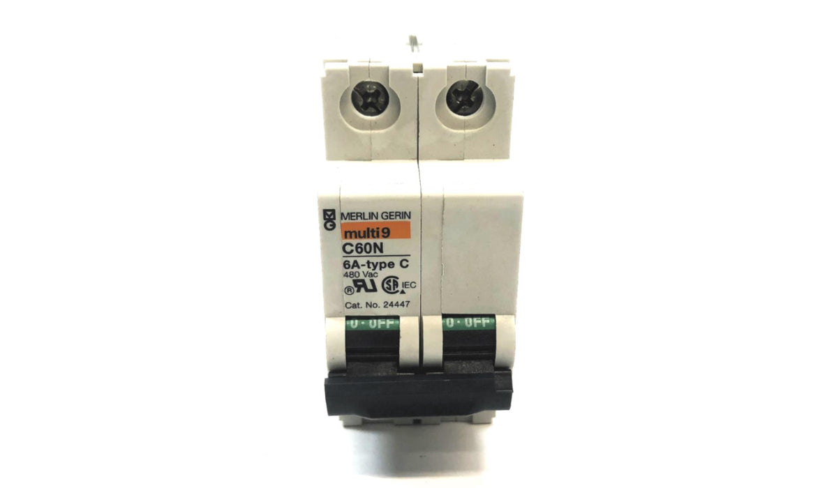 Merlin Gerin 6A-Type C 480 VAC Circuit Breaker 24447 (C60N) NOS