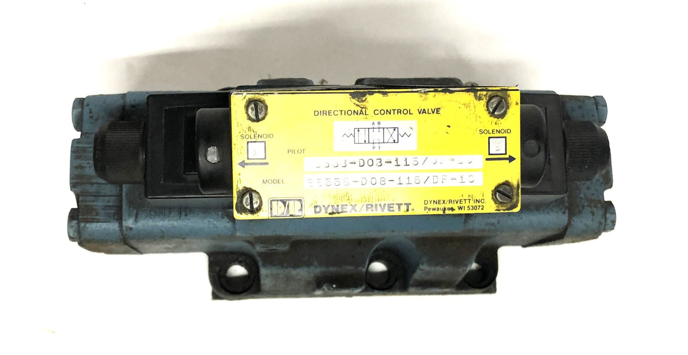 Dynex/Rivett UNTESTED Directional Control Valve 6553-D03-115/DF-10 USED
